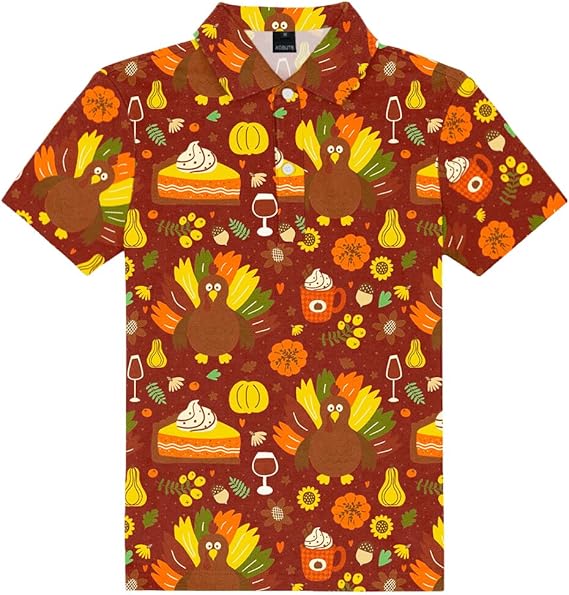 Kids Holiday Print Short Sleeve Polo Shirt 3–14 Years