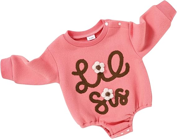 Newborn Baby Girl Fleece Embroidery Oversized Romper