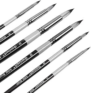 Round Pointed Artist Paint Brush Set (6 Pieces)