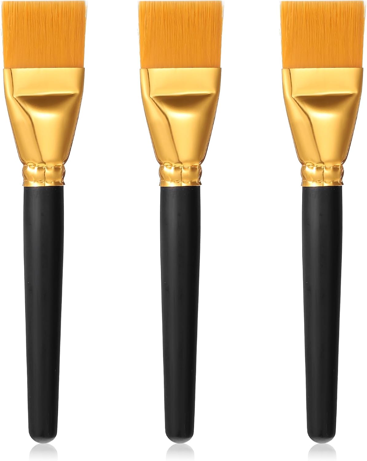 Flat Paint Brush Set, 3 Pcs, 1.5 Inch, Wooden Handle