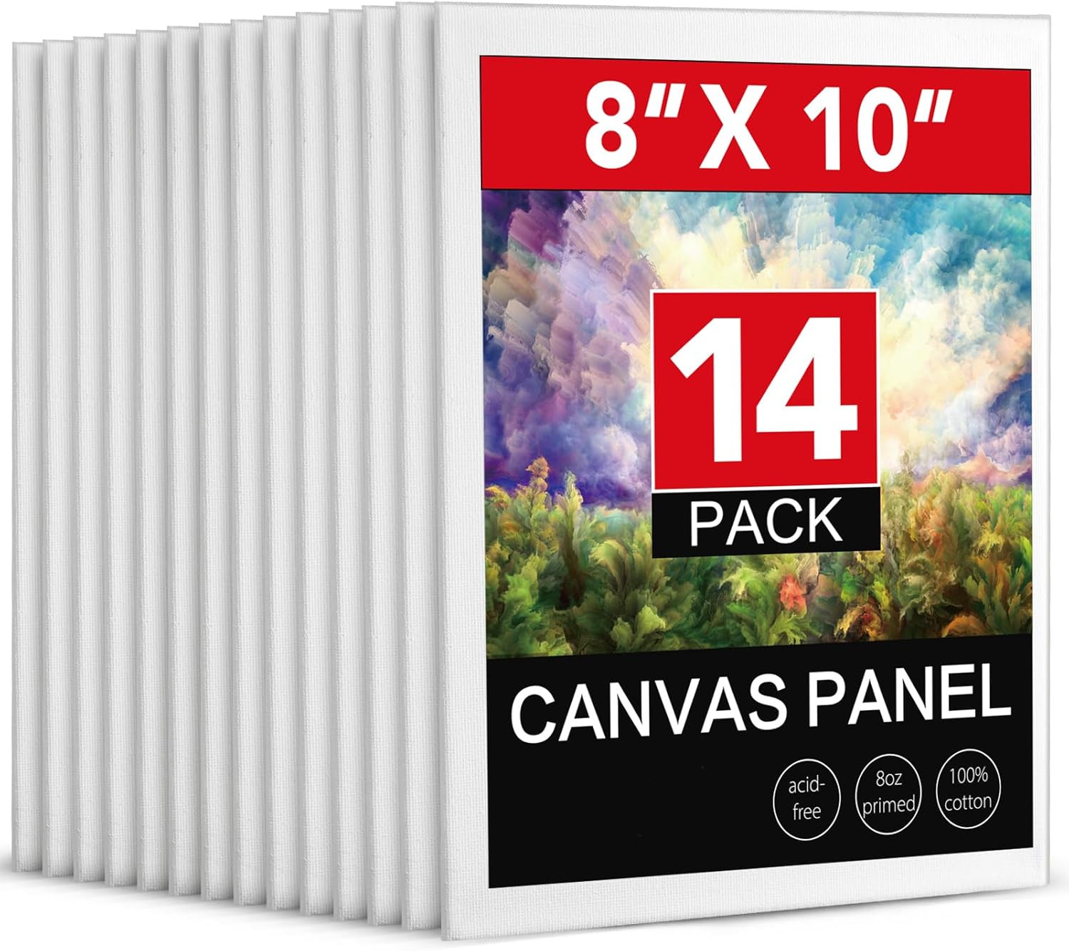 8x10 Cotton Canvas Boards Painting Pack (14 Pieces)