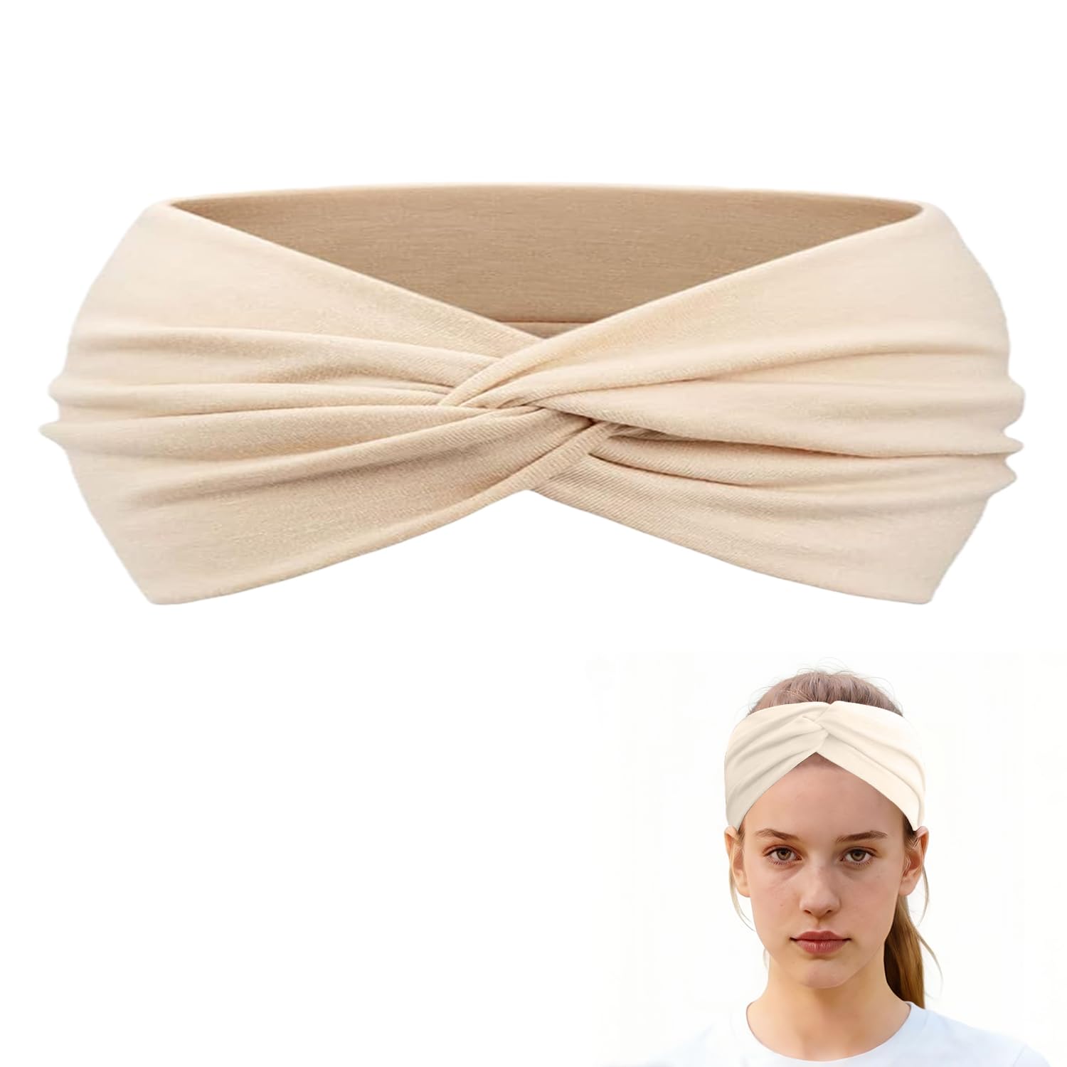 Wide Elastic Non-Slip Headband – Off White