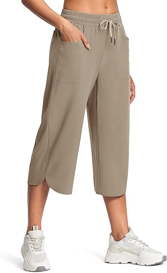Women's Capri Pants Wide Leg Plus Size Lightweight Quick Dry Sweatpants Hiking