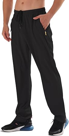Men's Elastic Waist Hiking Pants Water Resistant Quick-Dry Lightweight Outdoor Sweatpants