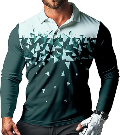 Men's Long Sleeve Golf Shirt Quick Dry 3 Button Work