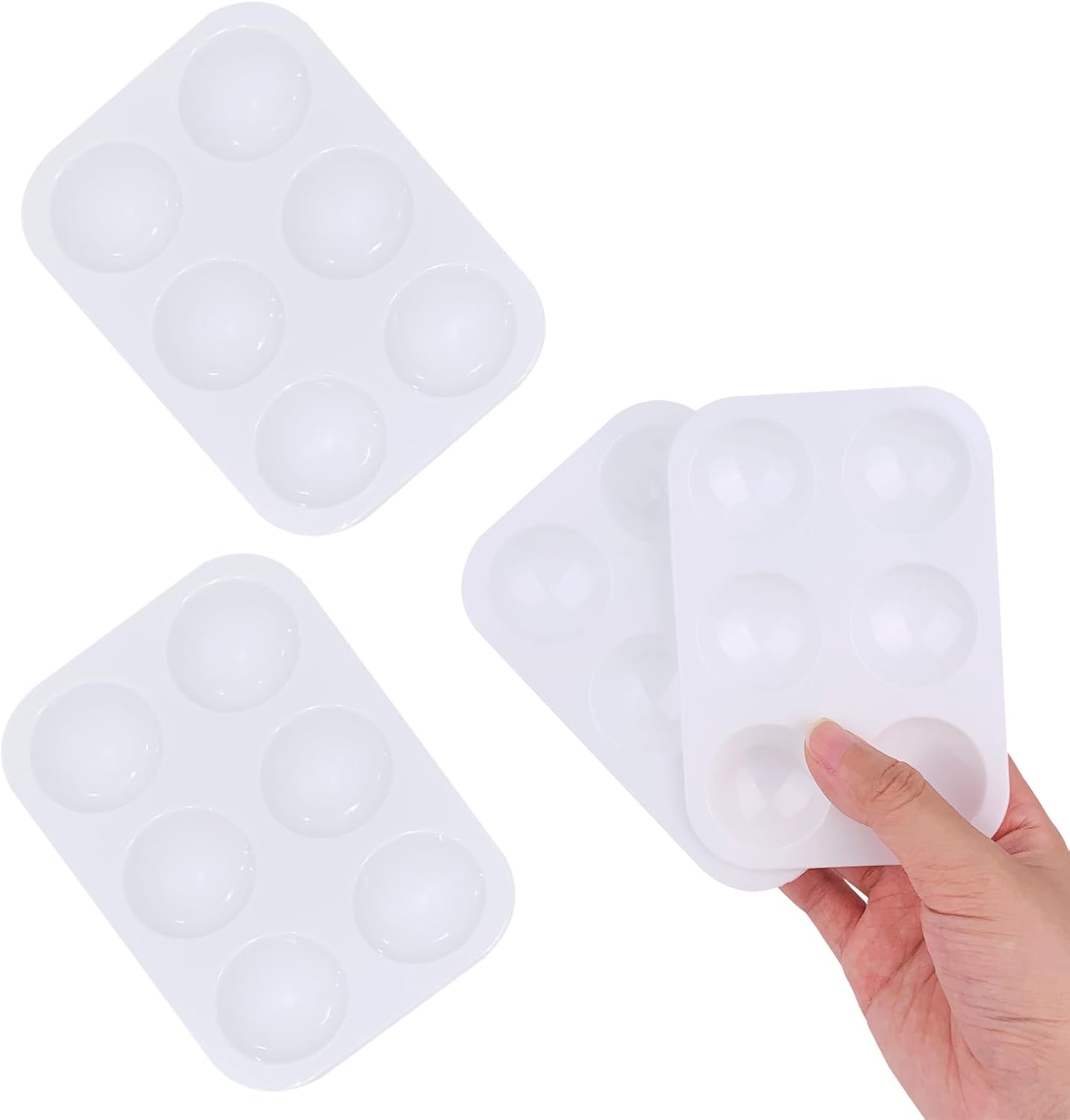 4 Pack 6-Well Plastic Paint Tray Palette for Artists