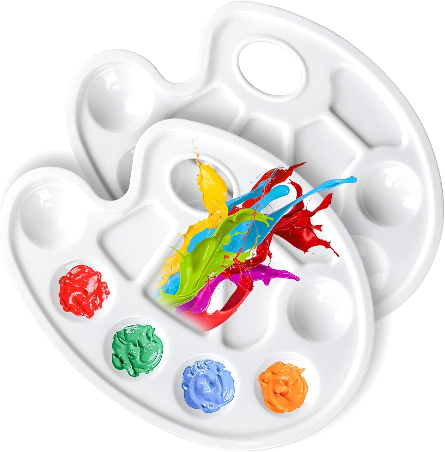 Oval Plastic Paint Palette Tray Set for Artists (2 Pieces)
