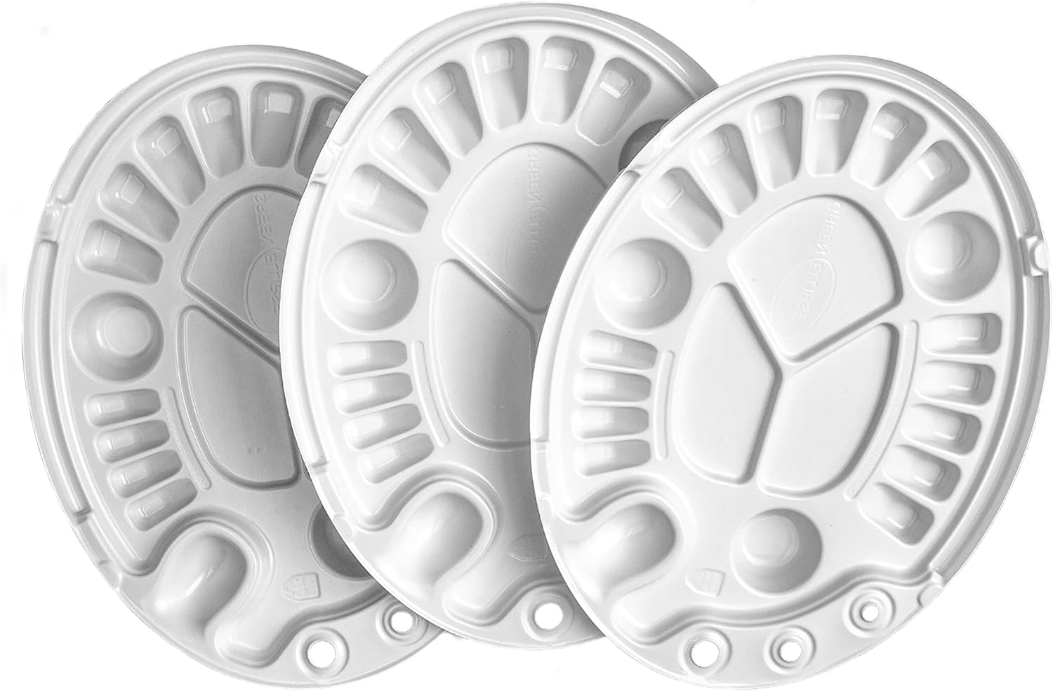 3-Pack Recycled Plastic Art Palette with Brush Holder