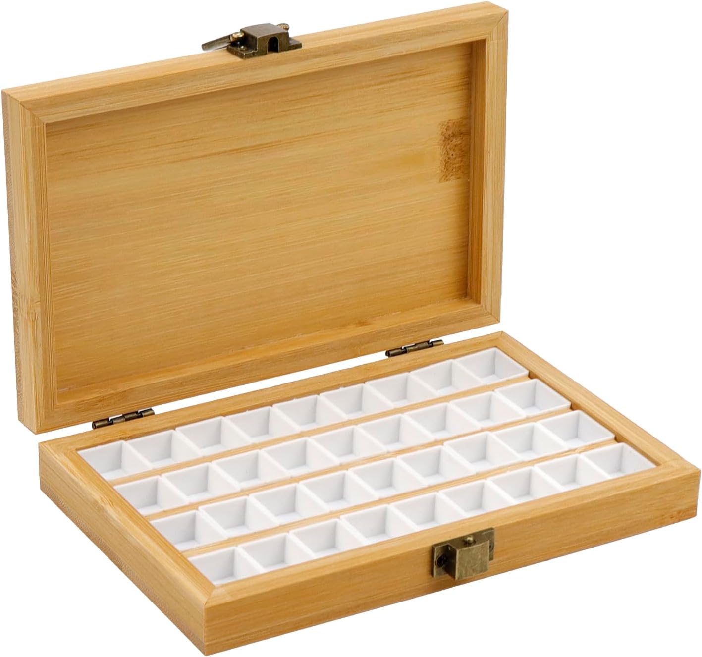 Wooden Watercolor Paint Palette with 36 Detachable Half Pans