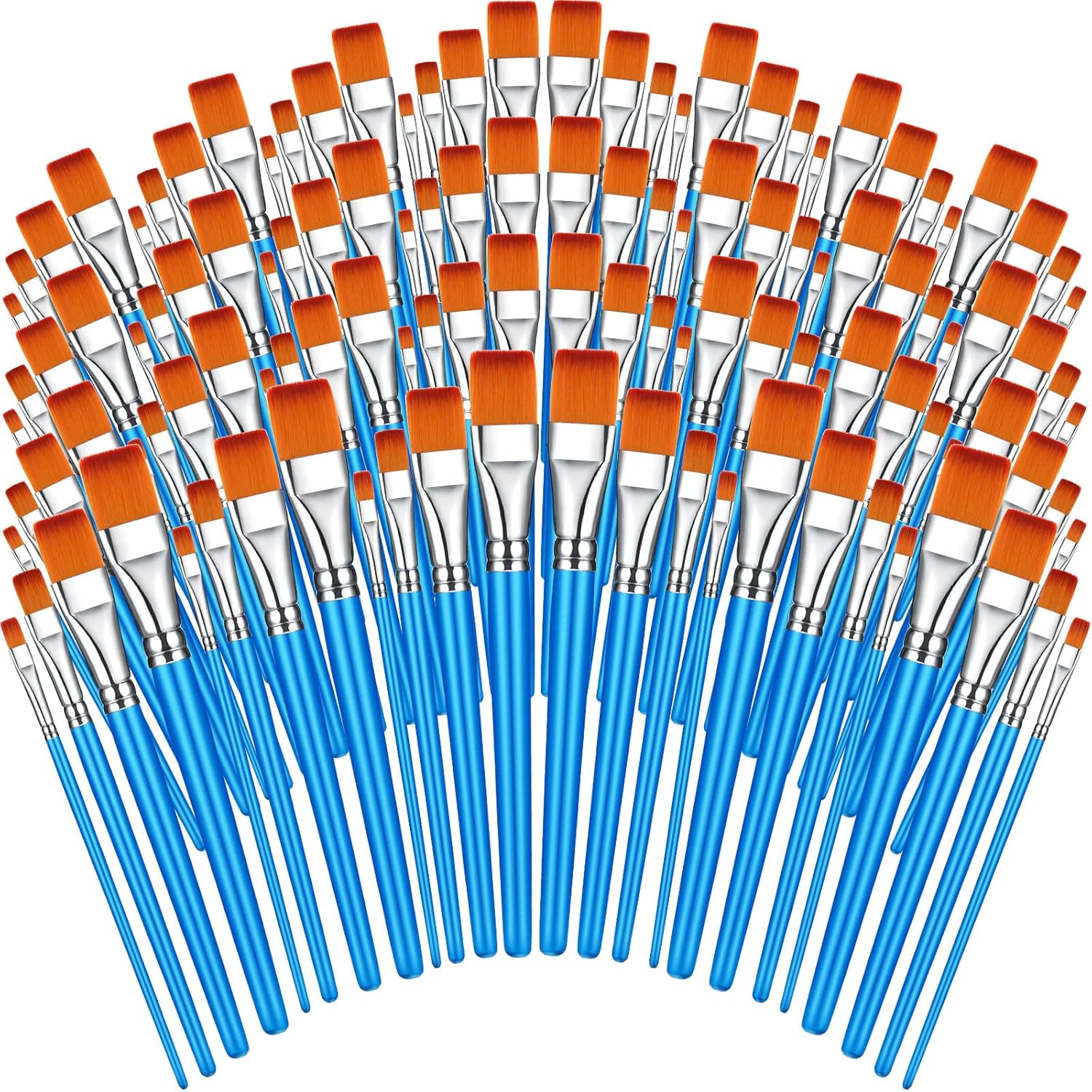 120 Pieces Flat Paint Brushes Set for Acrylic, Watercolor, Oil, and Crafts