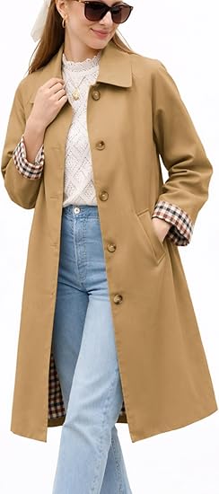 ELLEVEN Long Trench Coat for Women