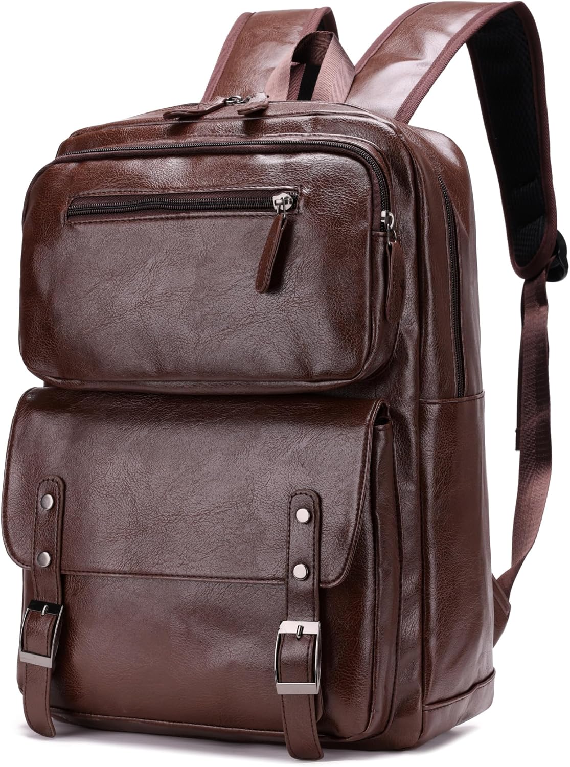 Casual Leather Laptop Backpack for Daily Work Travel