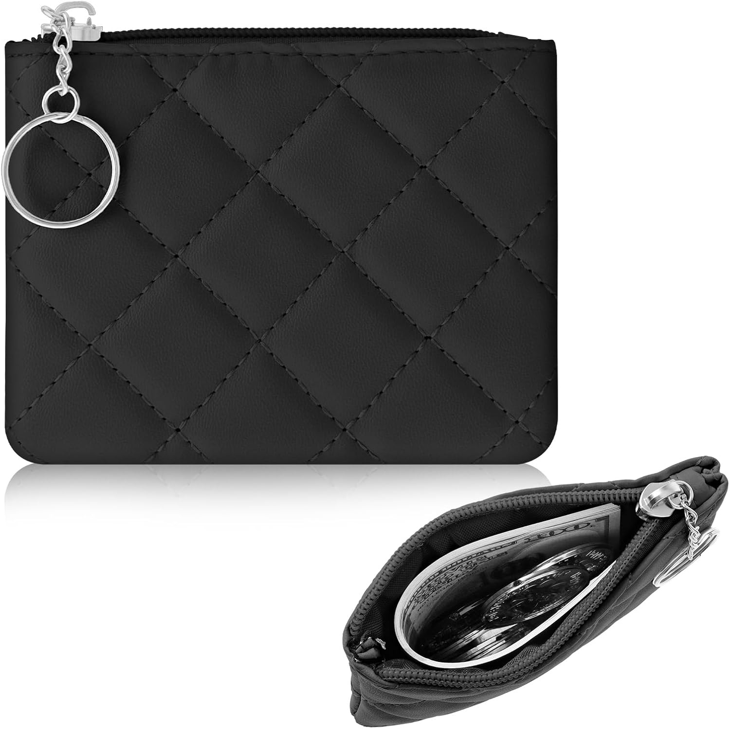 Small Coin Purse Mini Zipper Pouch with Keyring