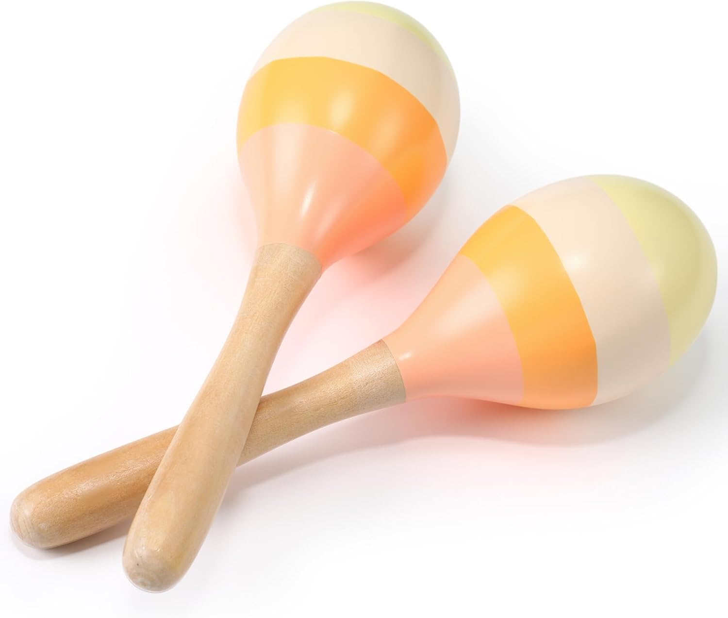 Wooden Sand Ball Maracas, Colorful Hand Percussion, 2 Pieces