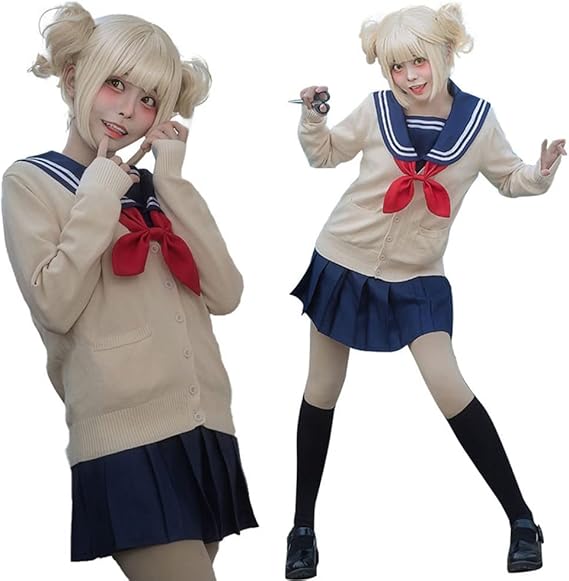 Women School Uniform Cosplay Sweater Skirt Set