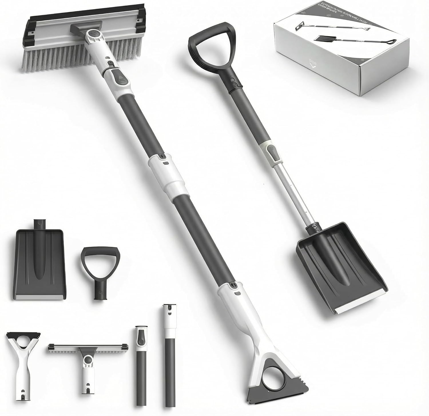 47.3" Extendable 3-in-1 Snow Brush and Ice Scraper with Shovel