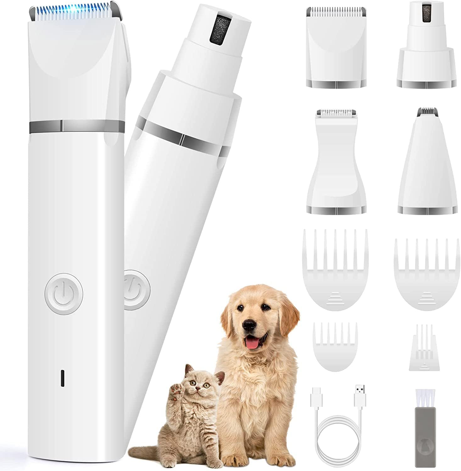 Cordless Pet Grooming Clippers Kit with Nail Grinder Attachment