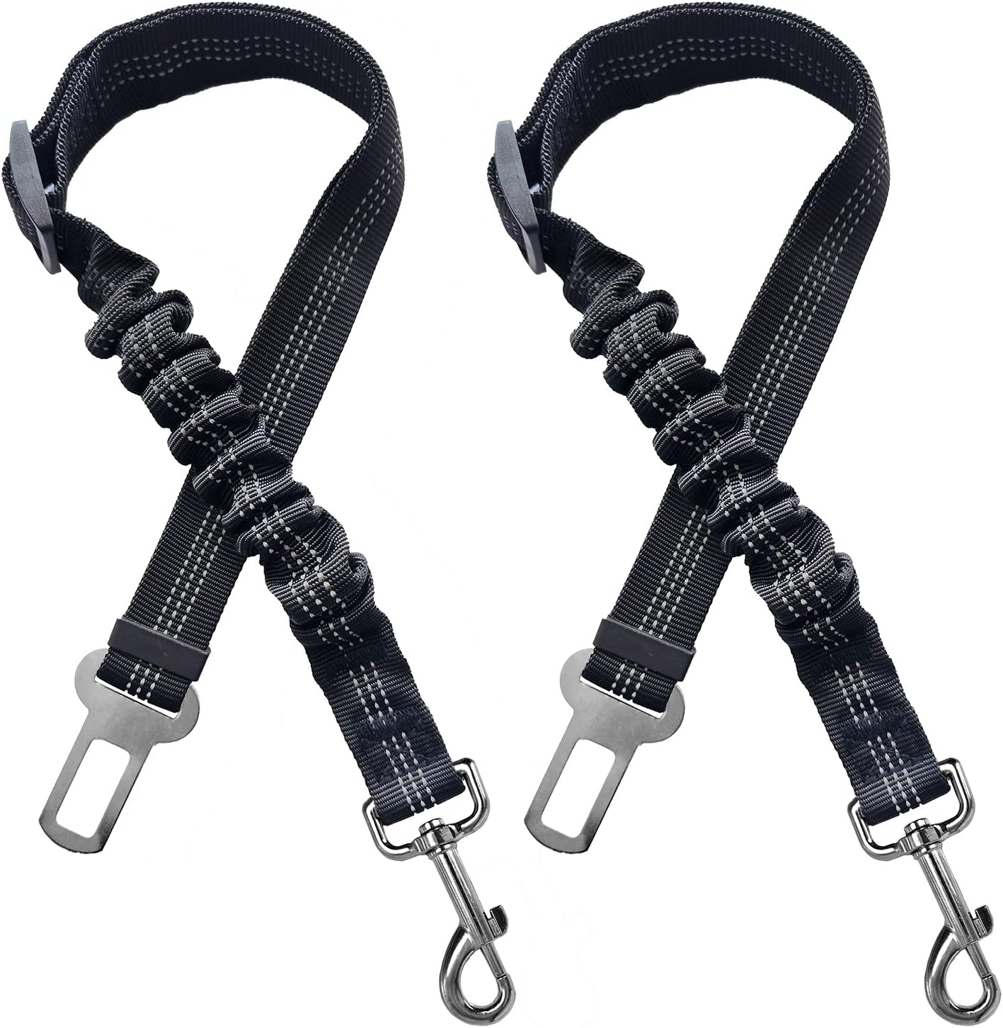 Adjustable Bungee Pet Car Seat Belt Strap 2-Pack