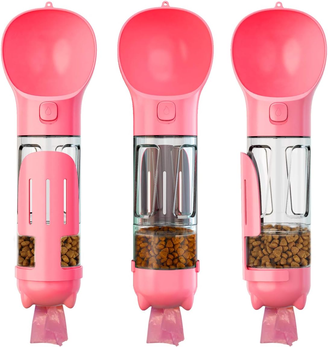 4-in-1 Dog Travel Water Bottle with Food Container 500ml