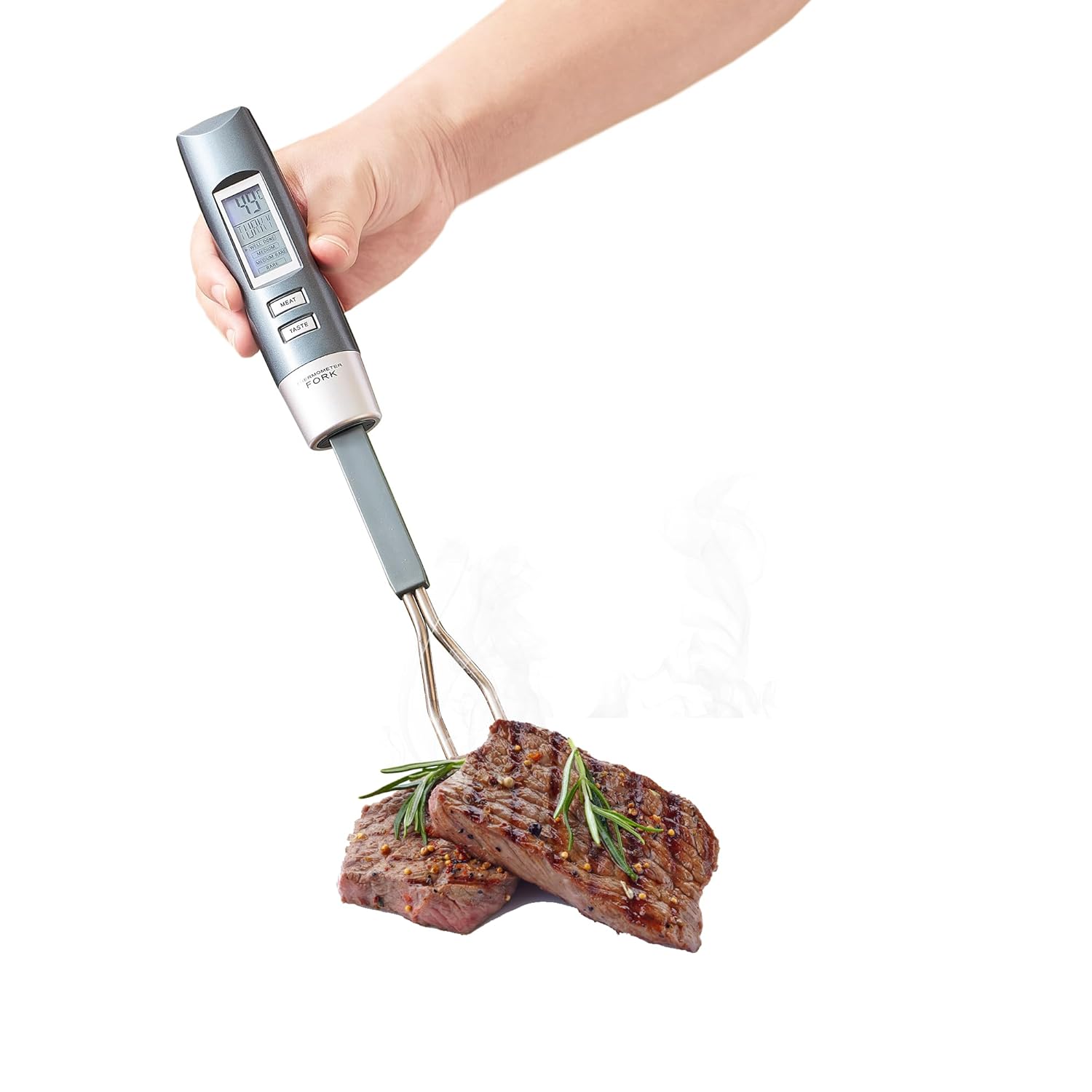Digital Meat Thermometer Fork with LCD Display and Temperature Alarm