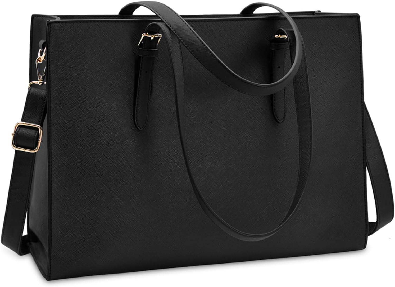Women’s Water-Resistant PU Leather Laptop Tote Bag 15.6 Inch