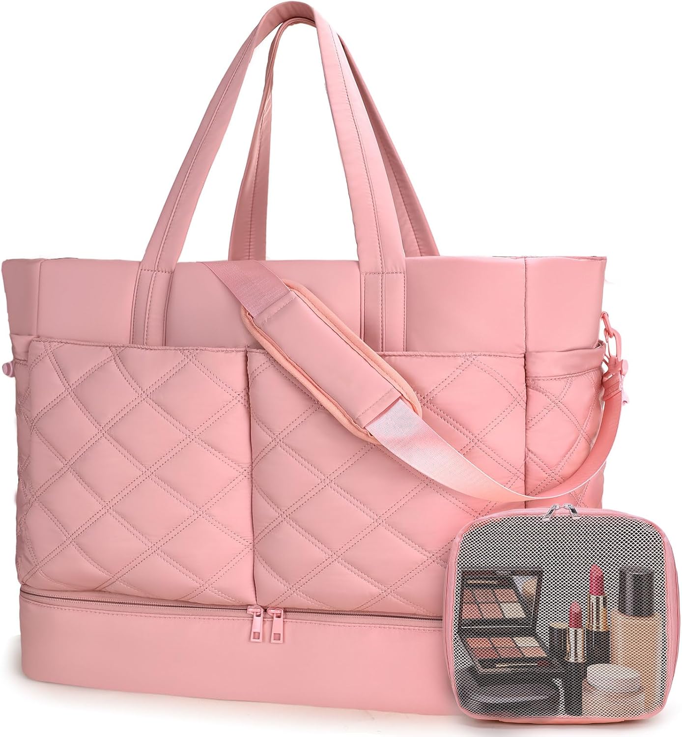 Large Weekender Travel Duffel Bag Set with Shoe Compartment and Wet Pocket