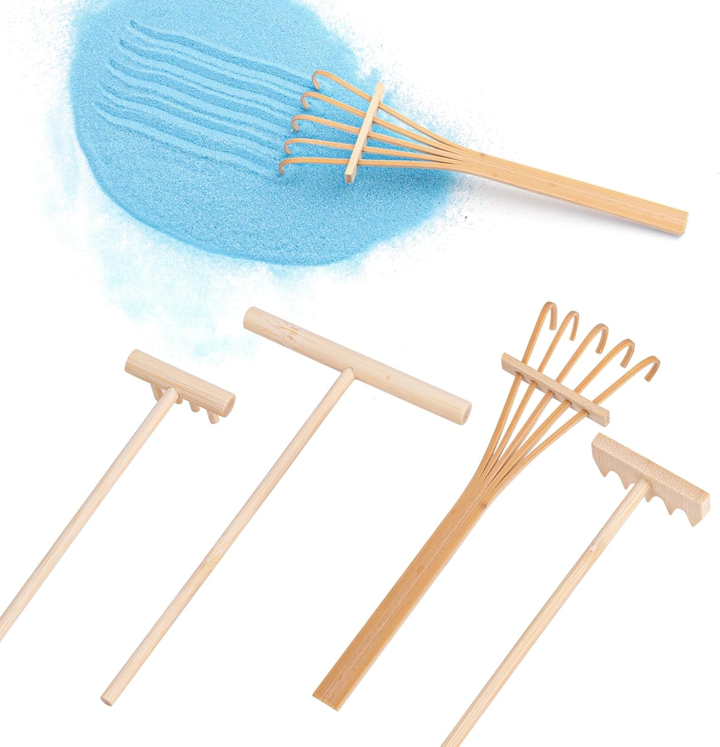 Mini Zen Sand Rakes Bamboo Tabletop Rock Garden Tools Set of 4