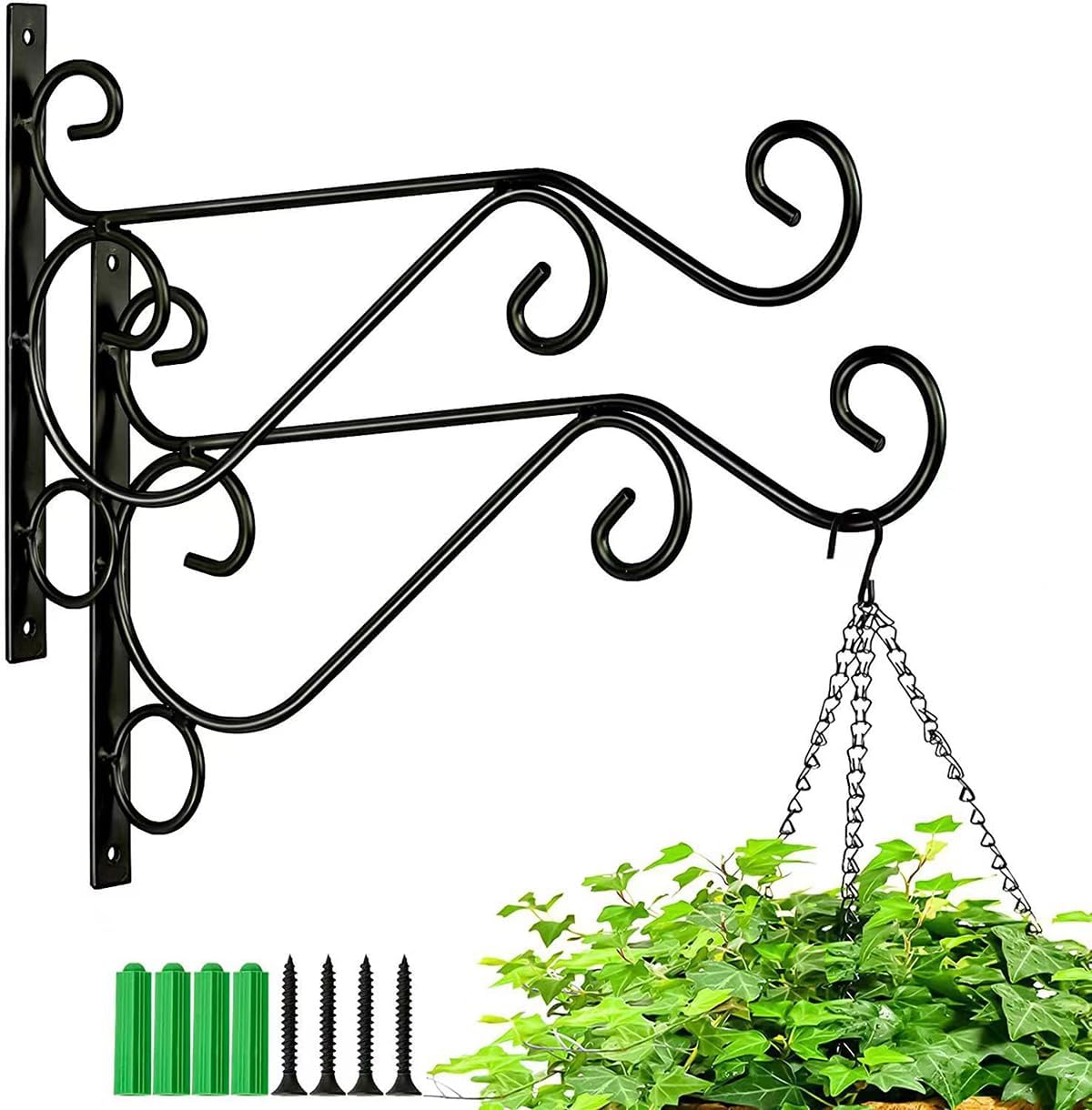 10 Inch Iron Hanging Plant Brackets Wall Mount Hooks 2 Pack