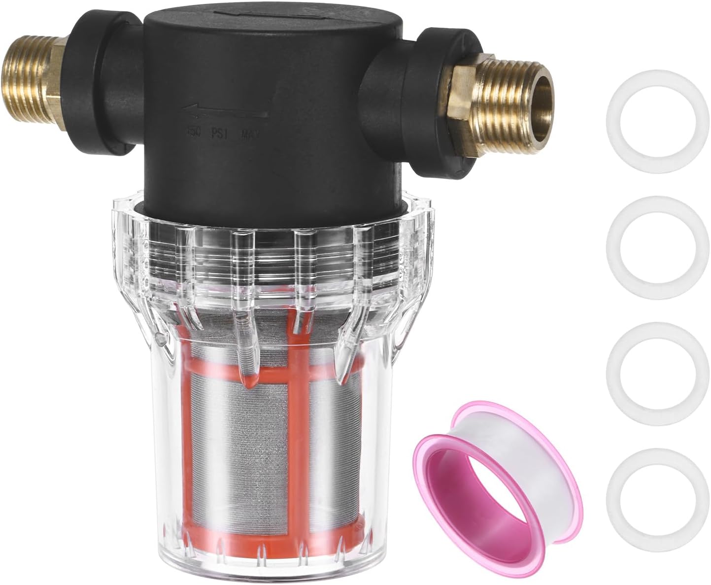 1/2" Inline Water Pump Strainer 200 Mesh Filter with Brass Connectors