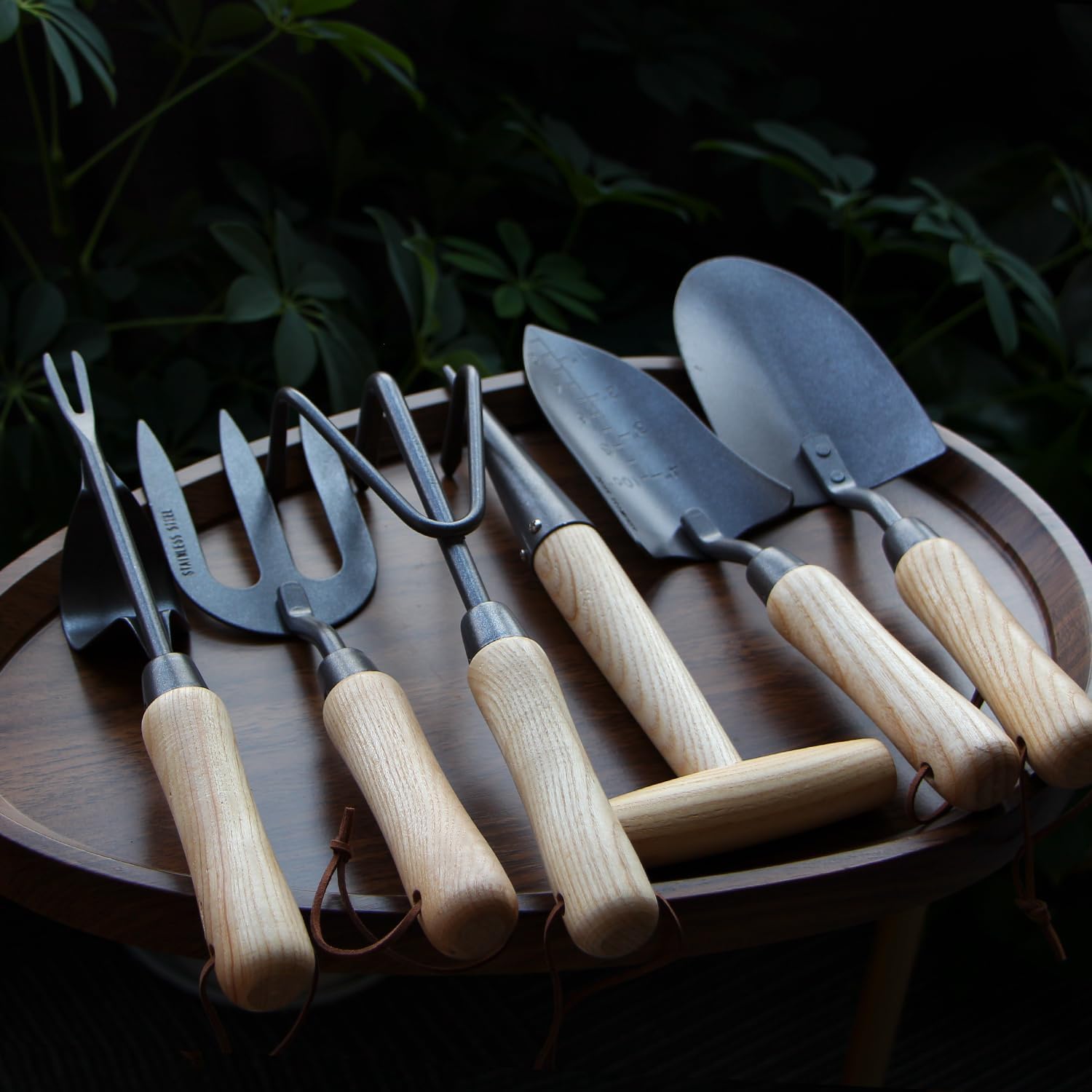 6-Piece Japanese-Style Gardening Tools Set with Stainless Steel Blades