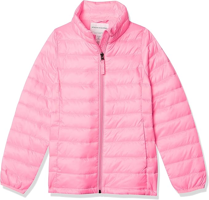 Girls Lightweight Water-Resistant Packable Mock Puffer Jacket
