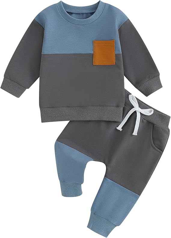 Toddler Baby Boy Pullover Sweatshirt and Pants Winter Set