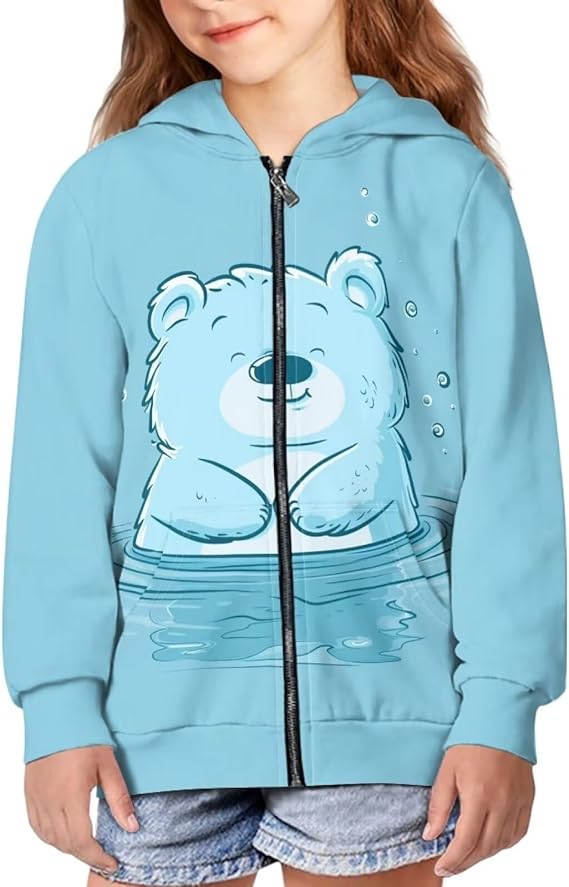 Girls Zip Up Hoodie with Pockets Casual Sweatshirt 6–16 Years