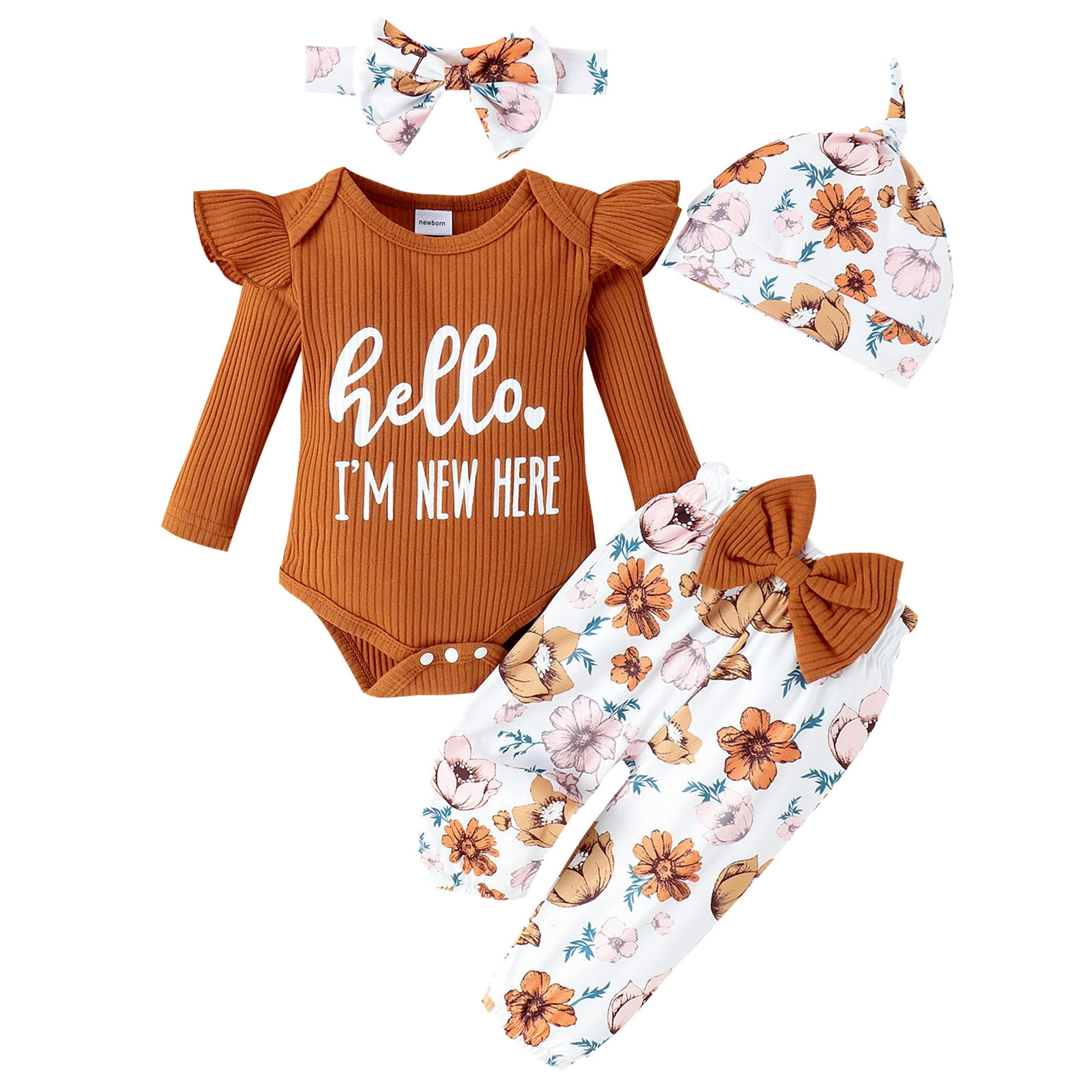 Newborn Baby Girl 4-Piece Outfit Set