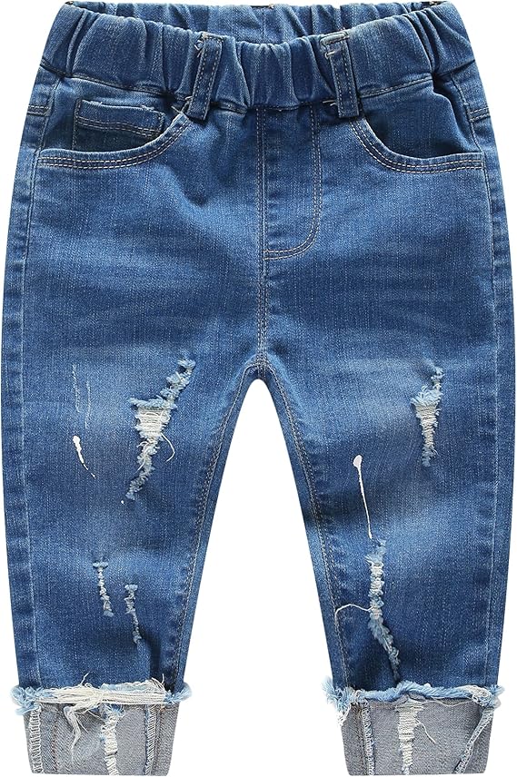 Baby Toddler Ripped Elastic Waist Denim Pants