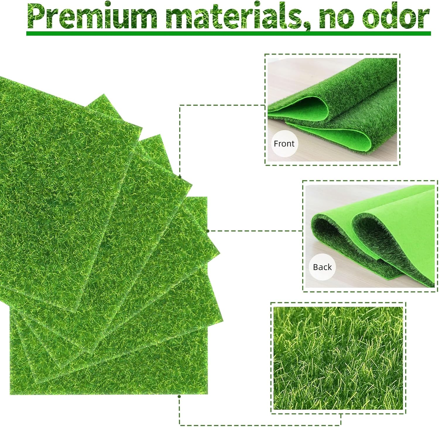 4 Pack 6 × 6 Inch Artificial Grass Tiles for Crafts