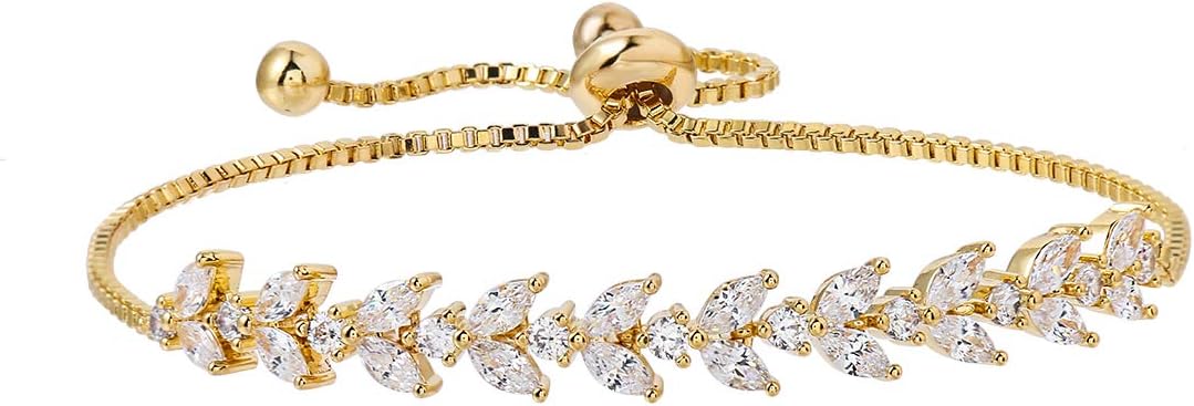 Adjustable Women's Tennis Bracelet with Marquise Teardrop Cubic Zirconia