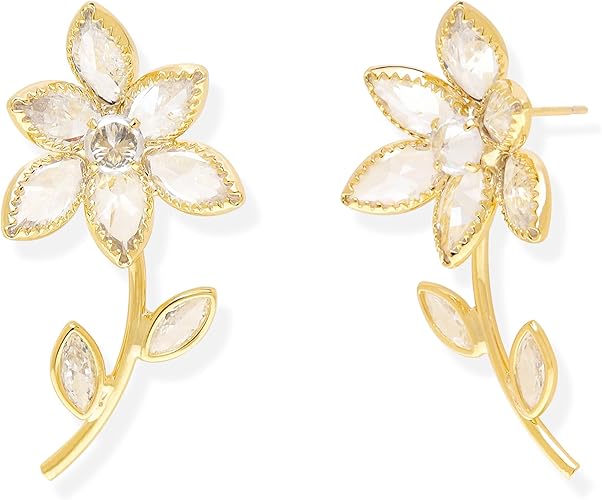 Flower Leaf Dangle Earrings