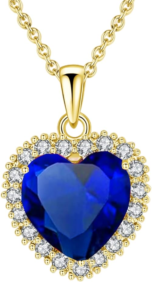 Heart Pendant Gemstone Necklace | Crystal Cubic Zirconia Birthstone