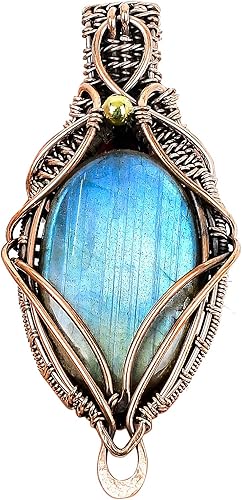 Labradorite Copper Pendant Necklace Handmade Wire Wrapped