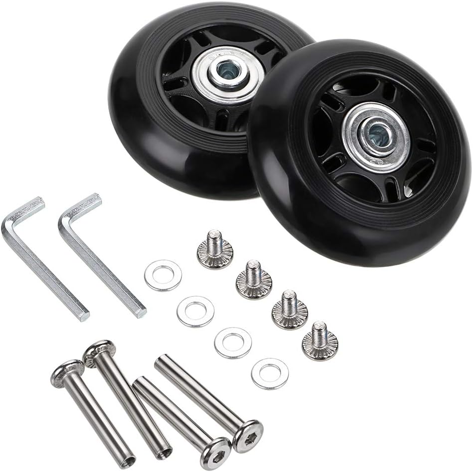 80mm Rubber Luggage Suitcase Replacement Wheels Set with Bearings and Axles