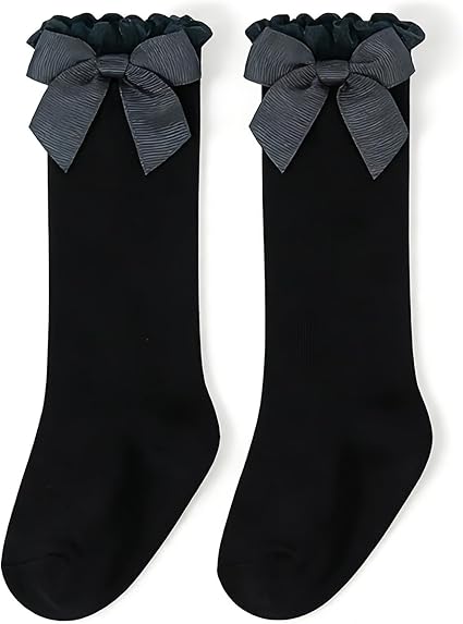Baby Girls Knee High Cotton Bow Ruffle Socks