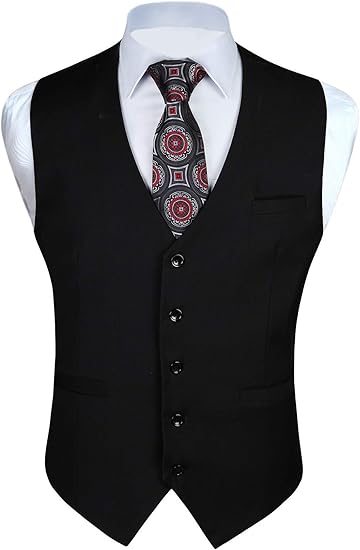 Men’s Formal Suit Vest Solid Color Five Button Waistcoat