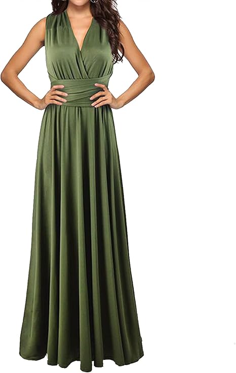 Women’s Convertible Multiway Wrap Halter Dress Stretch Formal Gown