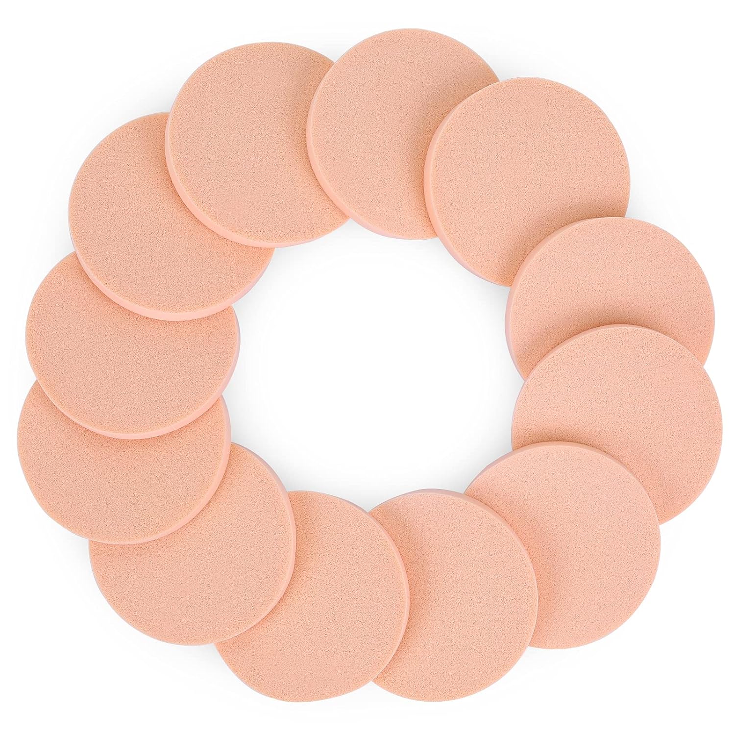 Round Facial Makeup Sponge Puff Set, 12 Pcs