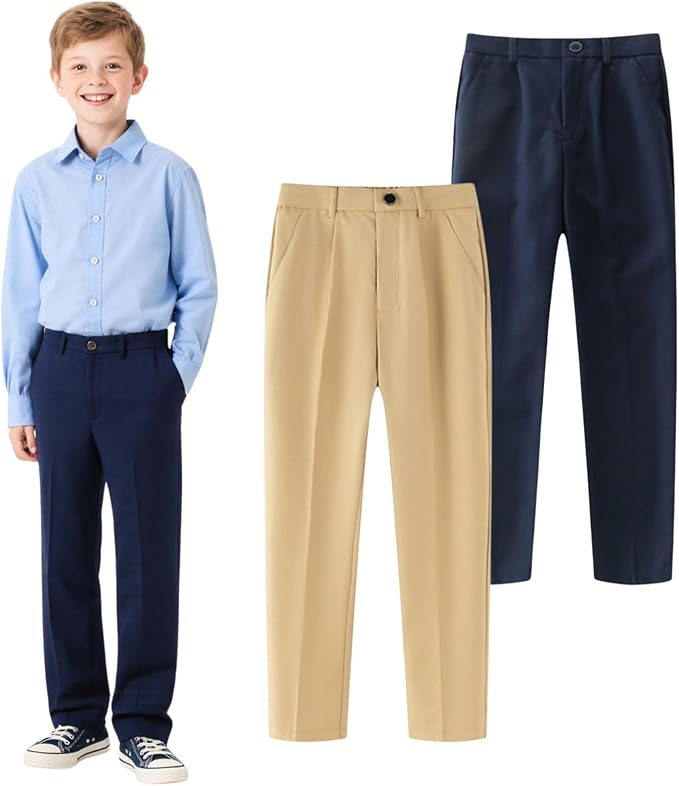Kids School Uniform Elastic Waist Dress Pants 5–16 Years