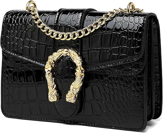 Snake Texture Artificial Leather Chain Crossbody Bag