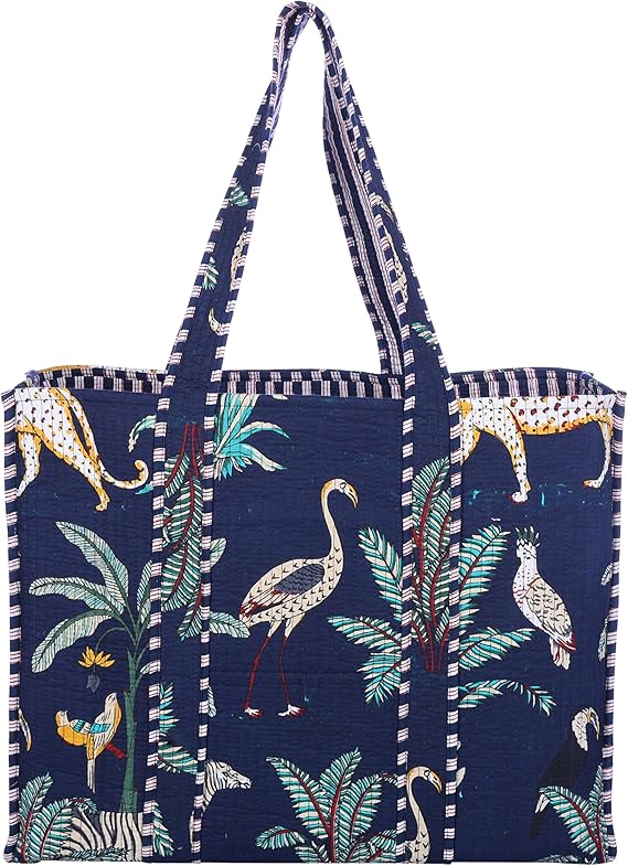 Quilted Cotton Travel and Grocery Tote Bag