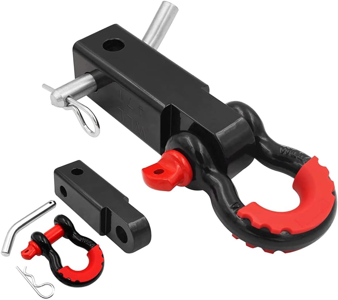 2-Inch Shackle Hitch Receiver with 3/4" D-Ring for Vehicle Recovery
