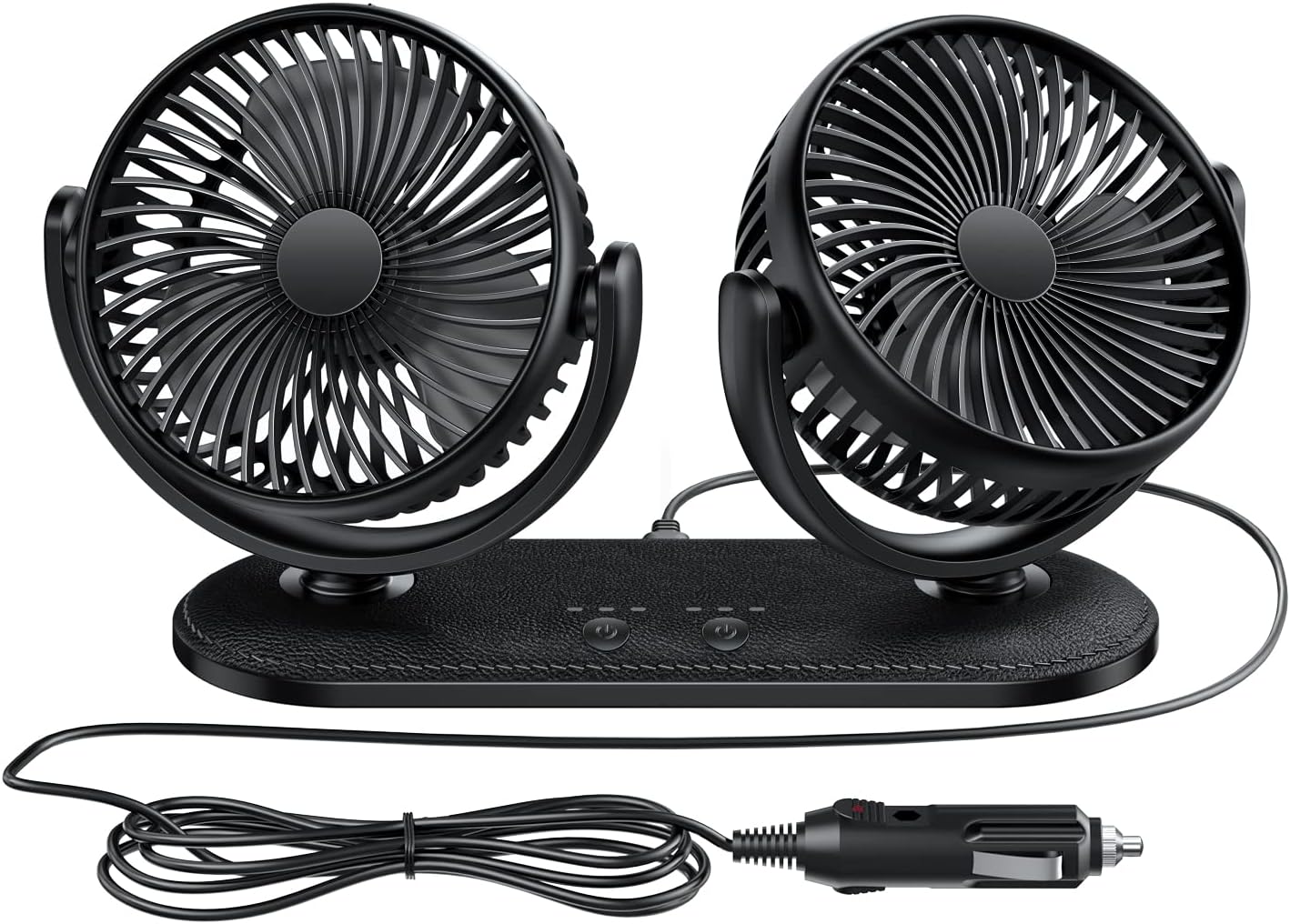 Dual Head 12V/24V Car Cooling Fan with 3-Speed Adjustable Rotation